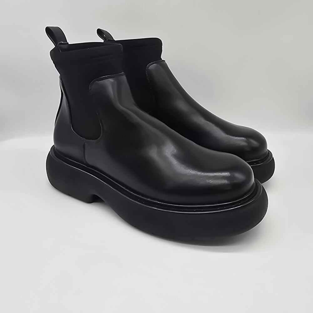 Dream Pairs Lug Sole Platform Boots Ankle Elastic Chelsea Booties Shoes Black 6